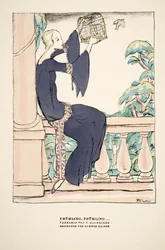 "Frühling, Frühling", V. Manheimerin teepuvun mainos, julkaisusta Styl, pub.1922 (pochoir-painatus).