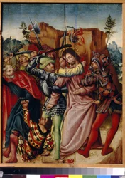 Juudaksen suudelma. Saksalaisen mestarin maalaus, 1500-luvun alku. Puškinin valtiollinen taidemuseo, Moskova.