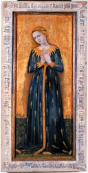 Madonna pukeutuneena maissin kaapuun (tempera puulle)