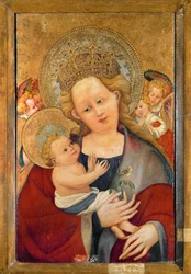 Madonna hernekukan kanssa (tempera puulle)
