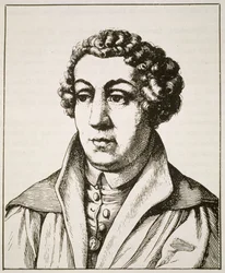 Johann Reuchlinin (1455-1522) muotokuva kopio 1800-luvun saksalaisesta kaiverruksesta, kuvitettu History of Magicissa, julkaistu 1800-luvun lopulla