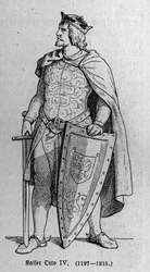 Otton Brunswickin (1174/1182-1218), Saksan Rooman keisarin ja Italian kuninkaan muotokuva. Kaiverrus "" Kaiser, Konig und Papft" - kirjoittaja Richard Roth