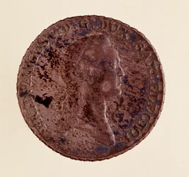 Hopearaha (taaleri) Saksista: Frederick Augustus I Saksin (Frederic Auguste I of Saxony) hallituskausi (1750-1827). Halk. 3,9 cm Napoli, museo archeologico
