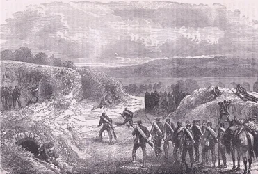 Sortie Pariisista, Cassells History of the sodan Ranskan ja Saksan välillä, julkaisija Cassell and Company Limited, n. 1890 (litho)