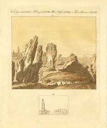 Carnacin kelttiläiset monumentit (värillinen kaiverrus)
