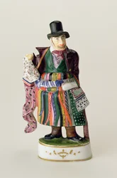 Nenäliinamyyjä, Meissen-hahmo Johann Joachim Kandlerin (1706-75) tapaan (keraaminen)