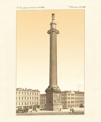 Monumentti Lontoossa (värillinen kaiverrus)