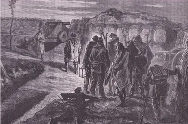 Valleilla Cassells History of the sodan Ranskan ja Saksan välillä, julkaisija Cassell and Company Limited, n. 1890 (litho)
