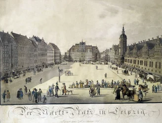 Gustav Zehlin näkymä Auerbachin pihalle Leipzigissä. Kaiverrus 1700-luvun lopulla.