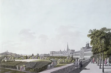 Näkymä Kölnin Bonnin arkkipiispojen ja ruhtinasvaaleiden asunnosta (värikaiverrus)