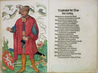 Wandalus, vendien kuningas, teoksesta "Saksan kansakunnan ensimmäisten kahdentoista vanhan kuninkaan ja ruhtinaan alkuperä", 1543