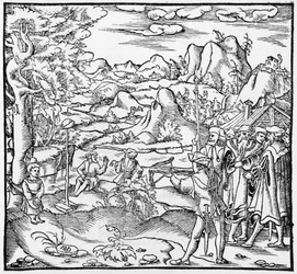 William Tell, kuvitus Cosmographie Universellesta, kirjoittaja Sebastien Munster (1488-1552) Basel, julkaistu 1559