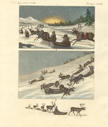 Talvimatkat Lapissa (värillinen kaiverrus)