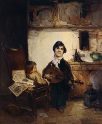 Cripple Playing the Mandoliini tai The Storyteller, kirjoittanut Gerolamo Induno