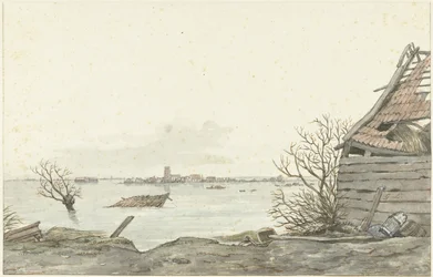 Näkymä tulvivasta Ransdorpista, helmikuu 1825