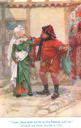 "Tule, et saa olla tässä huumorissa kanssani", esimerkki "Shakespearen tarinoita Englannin kuninkaista", julkaisija George Harrap & Son
