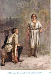 "Kuinka voin kunnioittavasti palvoa sinua tarpeeksi?", kuvitus "Shakespearen tarinoista Englannin kuninkaista", julkaisija George Harrap & Son