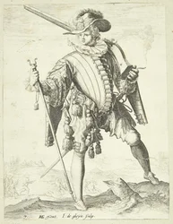 Sotilas leukahihnalla (arquebus)