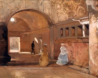 Pompejin kylpylät. Giacinto Gigante (1806-1876), 1800-luku. Galleria Nazionale d