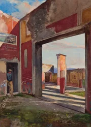 Castorin ja Polluxin talo Pompejissa virallisen oppaan kanssa, Bourbon-oppilaan tekemin lisäyksin