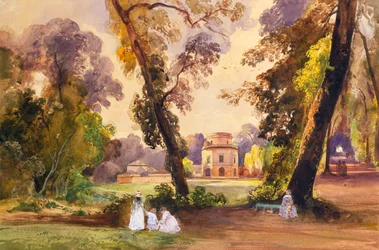 Metsästysmaja Casertan puistossa, n. 1852-55 (lyijykynä ja tempera)