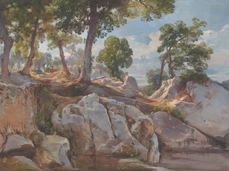 Näkymä Arlamato Caserlanosta, Sorrento, luonnos teokseen ”Oaks at Sorrento”