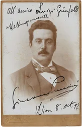 Säveltäjä Giacomo Puccinin muotokuva 1858-1924, 1897.