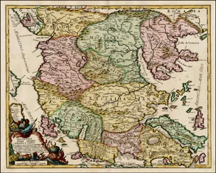 Giacomo Cantelli da Vignolan laatima Makedonian ja Thessalian kartta vuodelta 1684.