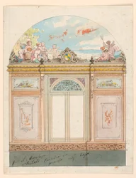 Piirustus, maalattu seinäkoriste, 1870