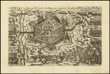 Agria - Pääkaupunki ja linnoitettu kaupunki Ylä-Unkarissa Turkkilainen Cyssereite piiritti sen vuonna 1596.