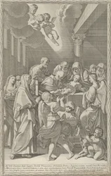Kristuksen ympärileikkaus, joukko häntä ympäröiviä miehiä, naisia ja enkeleitä, sinä..., 1687-1717.