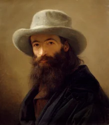 Giacomo Trecourtin (1812-1882) omakuva, itämainen mekko, öljy kankaalle, 80x65 cm, n. 1843