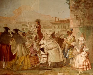 Charlatan, Giandomenico Tiepolo (1727-1804), fresko, karnevaalikohtausten huone, Foresteriassa (vierastalo) Villa Valmarana 