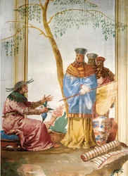 Yksityiskohta freskosta Kiinan huoneessa, Foresteriassa, 1757