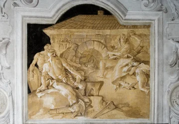 Vulkaani pajassaan, Aeneis-huoneesta Palazzinassa, 1757
