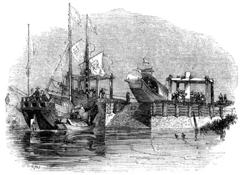 Vene vedetty sulkun tai kanavan sulun yli, 1847