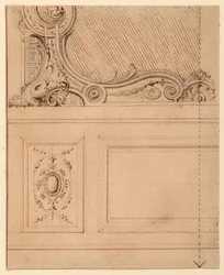 Piirustus, Suunnitelma seinäpaneelin alaosaa varten, 1714