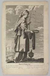 Samian Sibyl, n. 1635. Tekijät: Gilles Rousselet, Abraham Bosse.