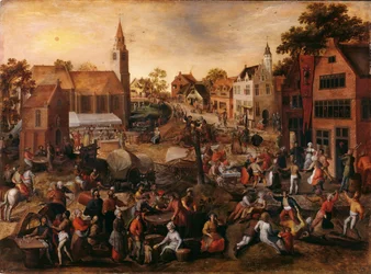 Village Fair Saint-Jorisissa (öljy paneelissa)