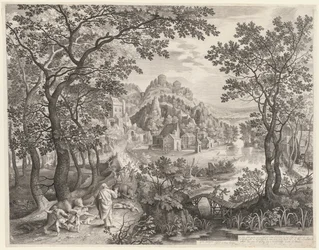 Elisa kiroaa Beetelin lapset, jotka karhut nielevät, 1602.