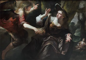 Enkeli ilmestyy Hagarille ja Ismaelille, noin 1640 (öljy kankaalle).
