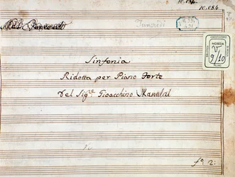Nuotit Gioacchino Rossinin oopperaan Tancredin supistetun sinfonian pianolle