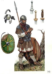 Antiikin Rooma: Rooman jalkaväen sotilas, 5. tai 6. vuosisata.
