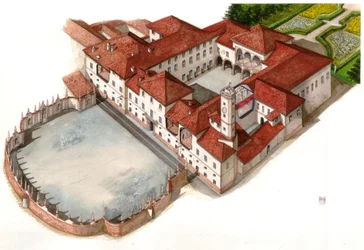 Näkymä 1600-luvulla rakennettuun Arese Borromeon palatsiin Cesano Madernossa, Italiassa.