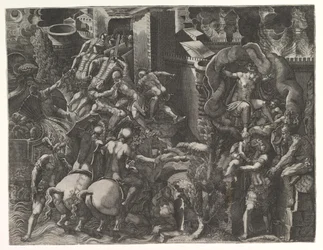 Troijan kukistuminen ja Aeneasin pako, 1540-luvun puoliväli.