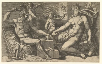 Venus ja Vulkaani Forgessa, n. 1555.