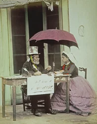 Julkinen kirjailija Napolissa, n. 1860-80 (albumiprintti)