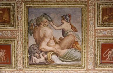 Ceres imettävä Triptolemus, yksityiskohta Altovitin katosta, 1553 fresko
