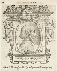 Milano, Biblioteca Braidense, Vite de piv excellent, Giorgio Vasari 1568, Francesco Mazzuoli nimeltään Il Parmigianino.
