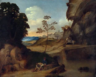 Landschaft mit Sonnenuntergang